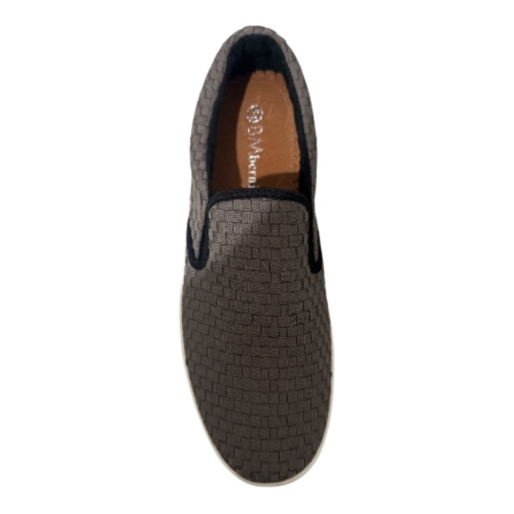 Bernie Mev Woven Elastic Slip On Sneakers Grey Black Mens Loafers Low Top NWB - Picture 3 of 4